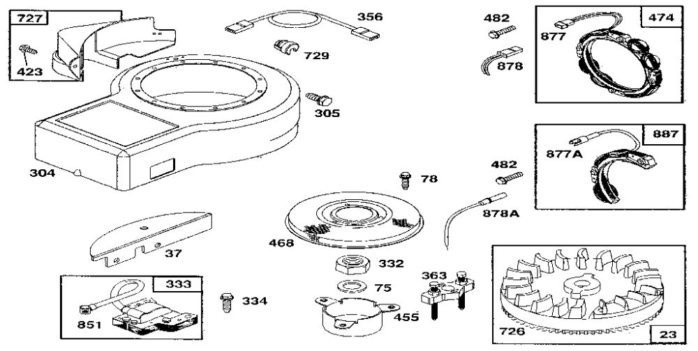 Flywheel Assembly Diagram and Parts List for 259700-259799 0102, 0104, 0117 Briggs and Stratton Engine